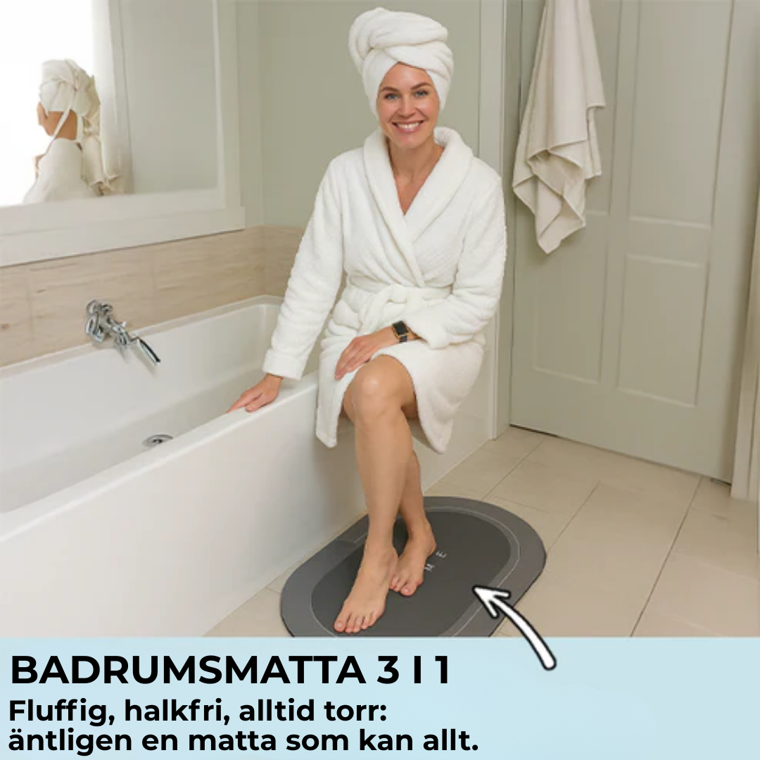 SoffiMat™ | Är du trött på våta, hala golv? Den här mattan torkar omedelbart!