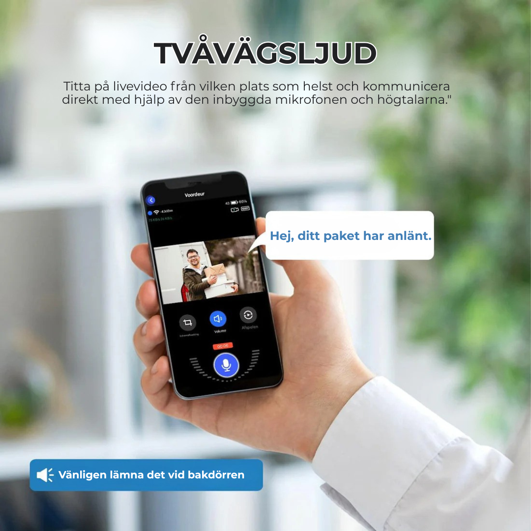 DoorGuard™ | Vem står vid din dörr? Se omedelbart – från var som helst i världen.