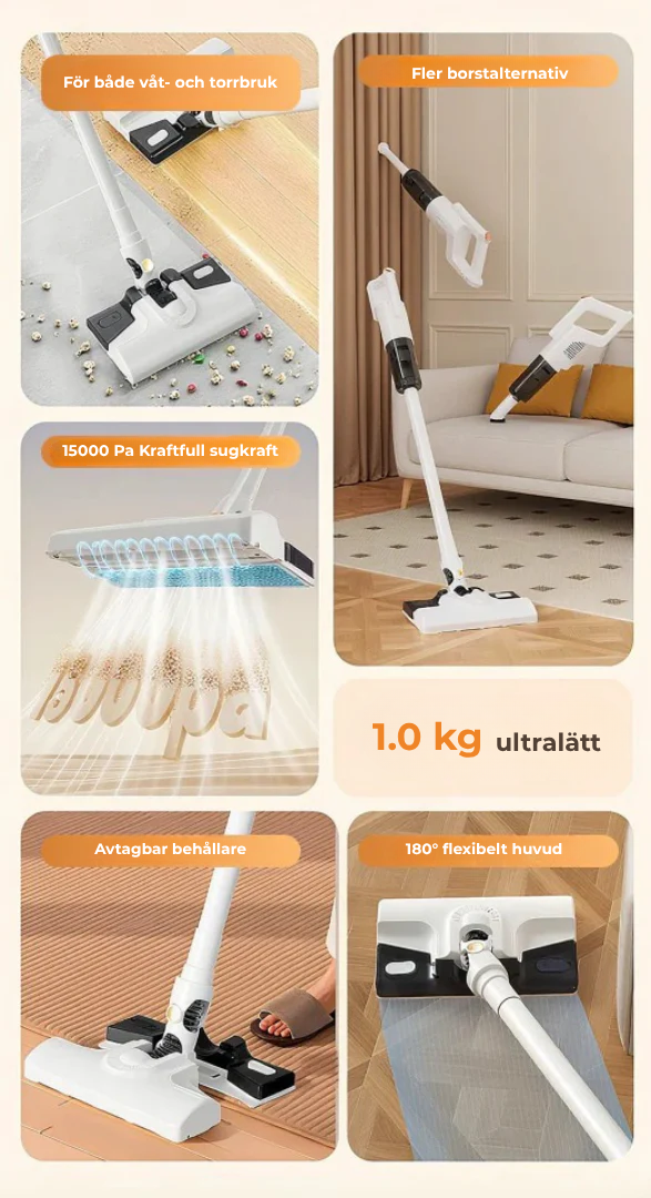 Städdy™ | Sladdlös 3-i-1 Dammsugare – Dammsug, Moppa