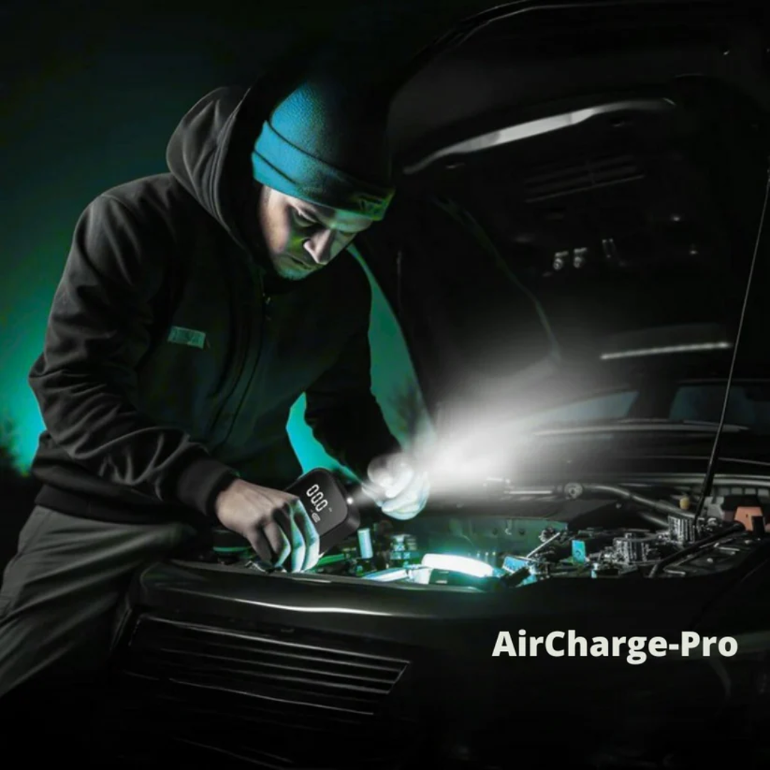 AirCharge Pro™ | Den ultimata bärbara 4-i-1-däckpumpen🚗