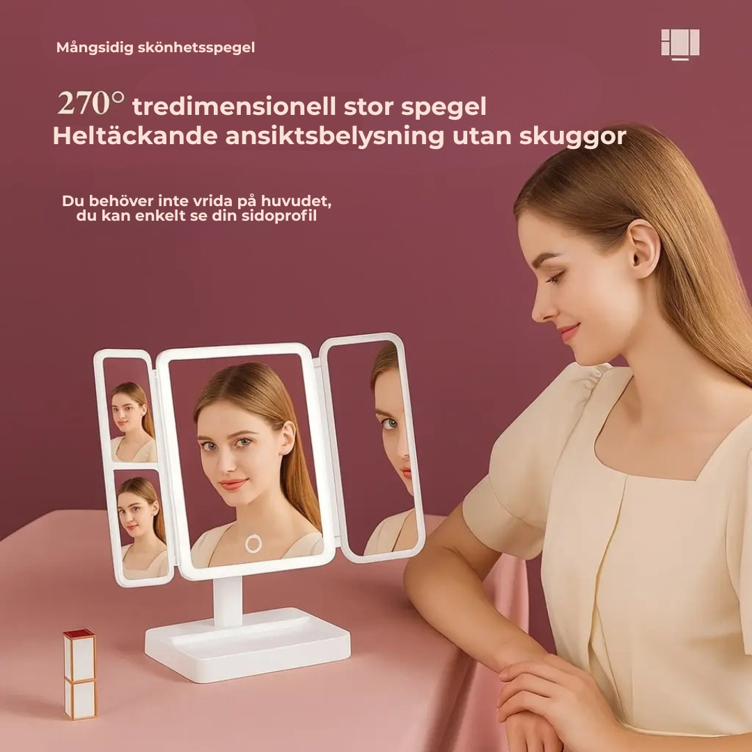 MIRRA™ | Belyst vikbar sminkspegel