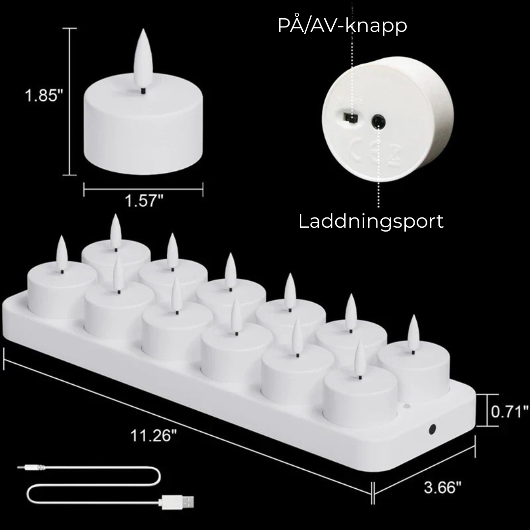 AuraFlame™ LED-Värmeljus med Fjärrkontroll