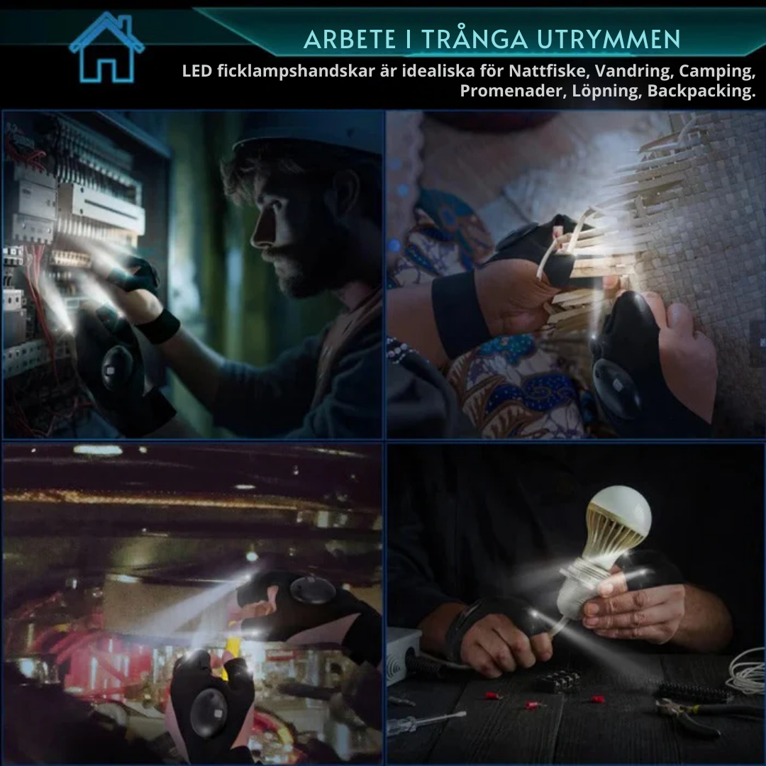 FlashFingers™ | Arbeta Fritt i Mörkret – LED-Handskarna Som Lyser Där Du Pekar