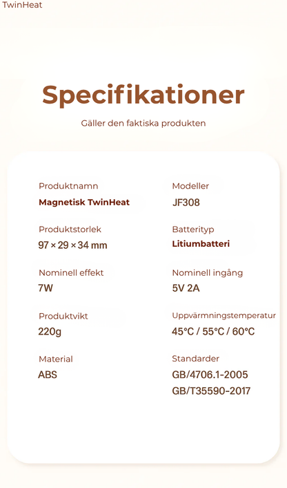 TwinHeat™ | 2-i-1 magnetiska uppladdningsbara handvärmare