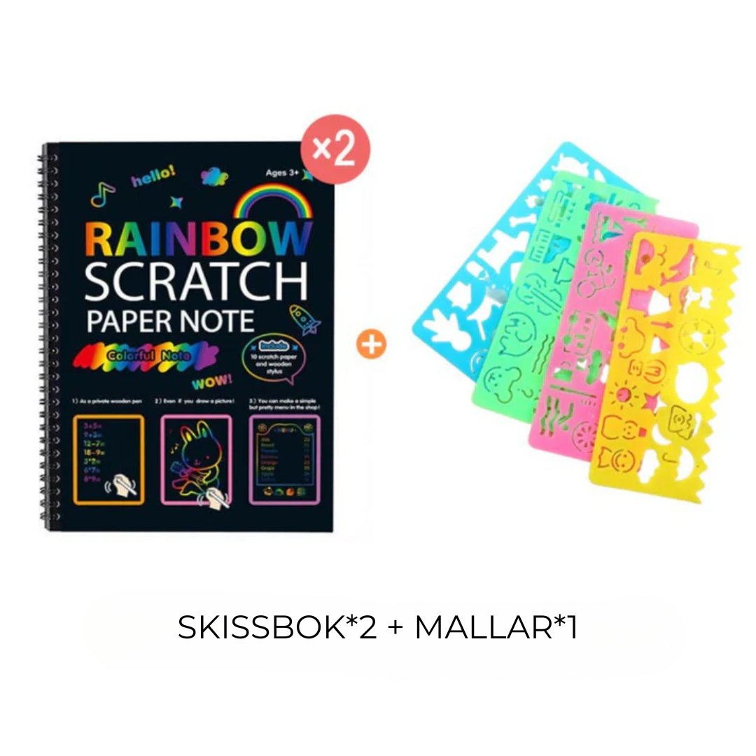 MagicScratch Art™ | Det magiska regnbågsskrappapperet med en träpenna
