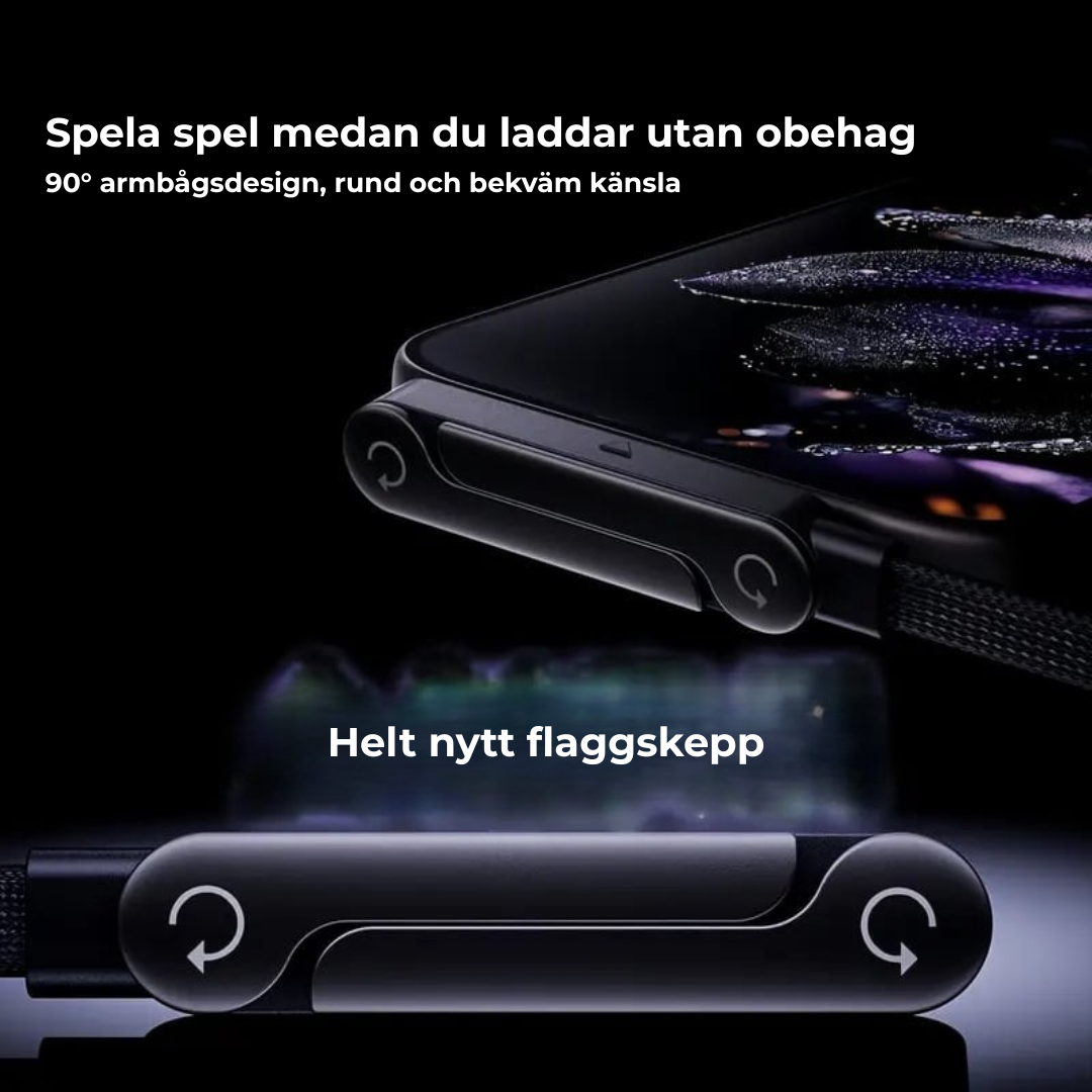 FlexCharge 2-i-1™ | 240W snabbladdningskabel med inbyggd telefonhållare