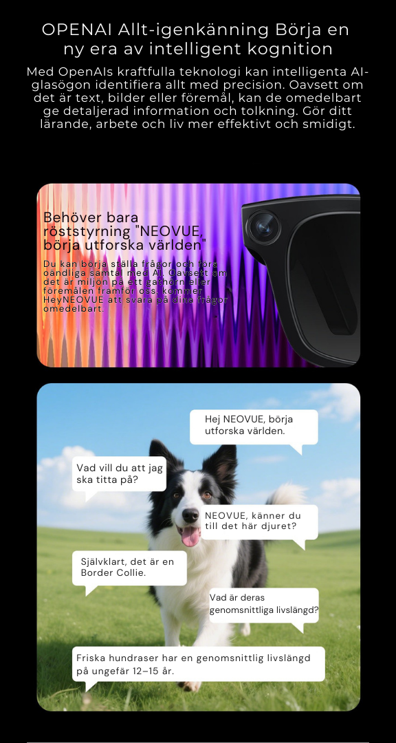 NEOVUE Smart Glasses | 8MP-kameraglasögon med musik- och samtalsfunktioner