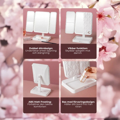 MIRRA™ | Belyst vikbar sminkspegel
