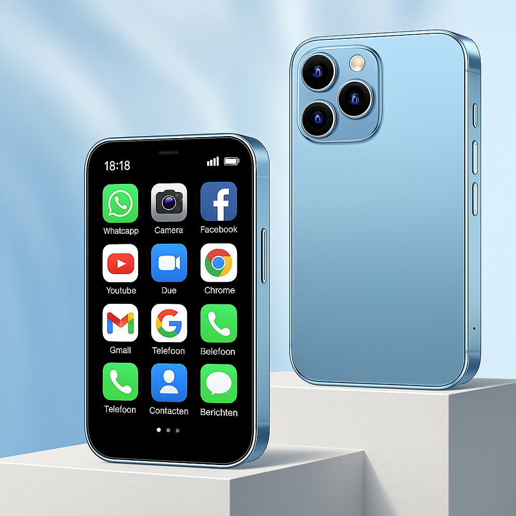 SmartMini™ | Snygg och behändig – Mini-smartphone i färgerna: ljusblå, svart och lila.