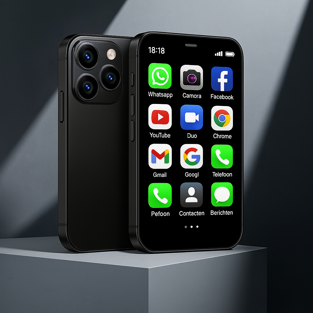 SmartMini™ | Snygg och behändig – Mini-smartphone i färgerna: ljusblå, svart och lila.