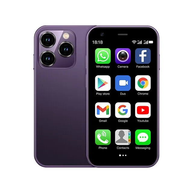 SmartMini™ | Snygg och behändig – Mini-smartphone i färgerna: ljusblå, svart och lila.