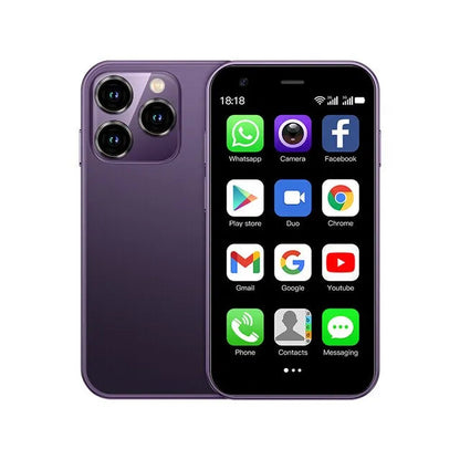 SmartMini™ | Snygg och behändig – Mini-smartphone i färgerna: ljusblå, svart och lila.