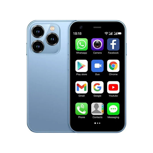 SmartMini™ | Snygg och behändig – Mini-smartphone i färgerna: ljusblå, svart och lila.