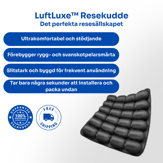 LuftLuxe™ Resekudde | Förvandla vilket säte som helst till en förstaklassig komfort - stödjande, bärbara och smärtfria resor börjar här!